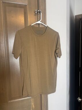 Men's Short Sleeve Crew Neck Tee in Brown Tan (merino wool)